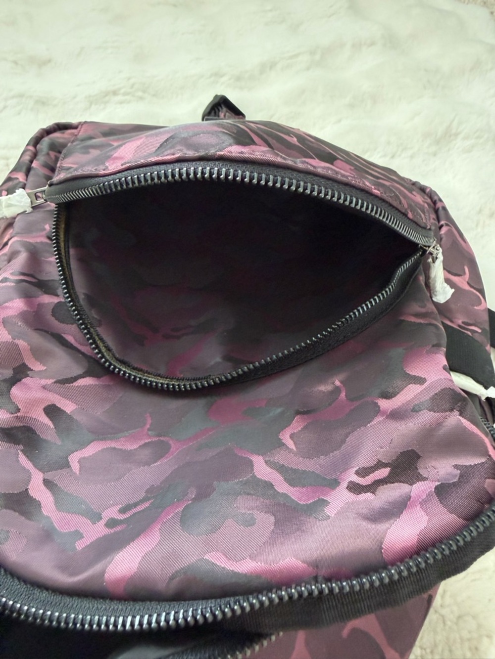 Trendy Fabletics The Downtown Burgundy Camo Backpack - Active Lifestyle - Picture 10 of 15